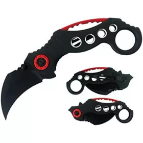 Ork Karambit s pružinou, červeno-čierny