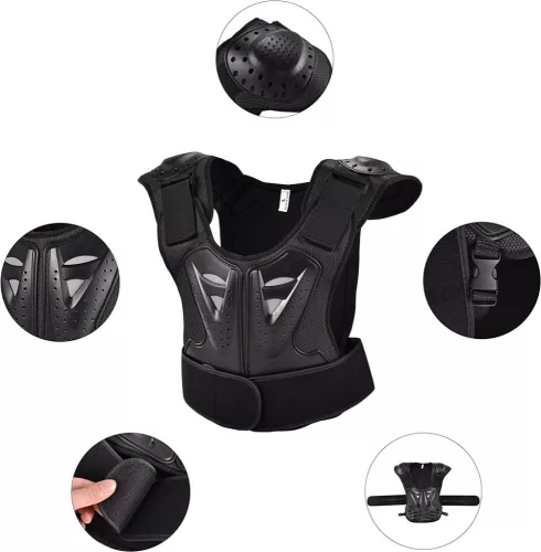 Detská motoristická ochranná vesta Čierna M