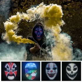 Svietiaca LED maska na tvár s aplikáciou Bluetooth