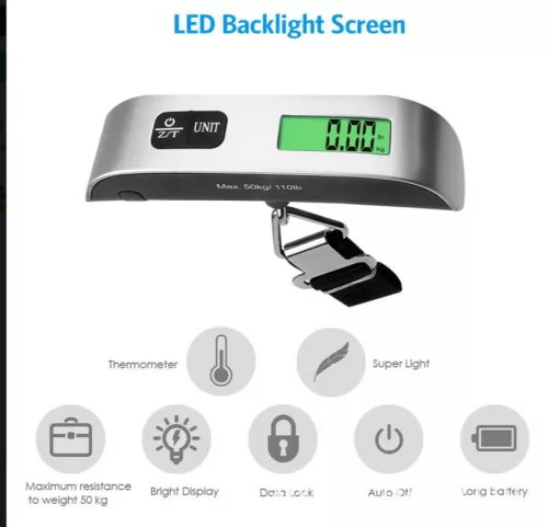 Elektronická ručná váha, LCD displej, nosnosť maximálne 50 kg, s upevňovacím popruhom