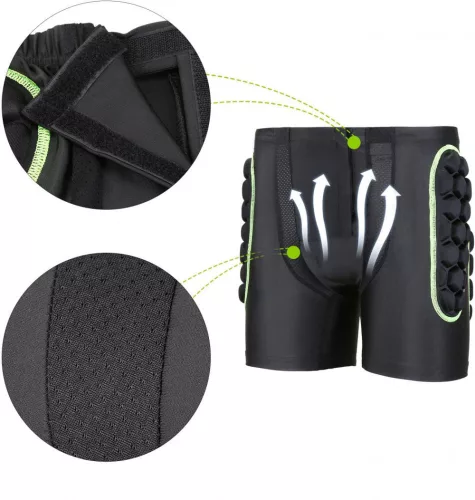 Čierno-zelené motorkárske chránič nohavice pre mužov, M