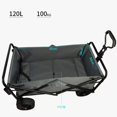 Skladací ručný vozík béžovej farby, 5-palcové kolesá.