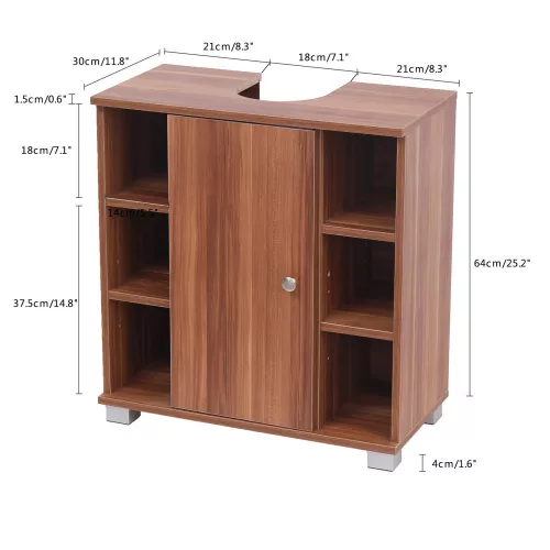 Hnedá kúpeľňová skrinka pod umývadlom, komoda