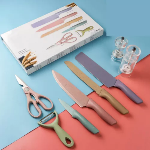 6-dielna sada farebných kuchynských nožov