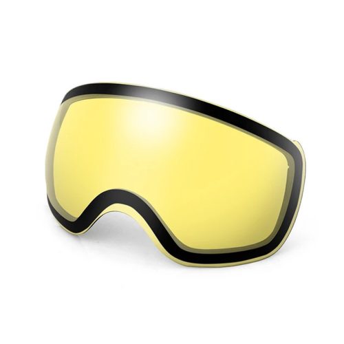 V bunke je text: Vymeniteľné žlté šošovky Kutook X-Treme pre lyžiarske okuliare/snowboardové okuliare.