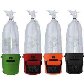   Kvetináč Laxllent Textil 4 ks zmiešané farby + ochranná sieť na rastliny