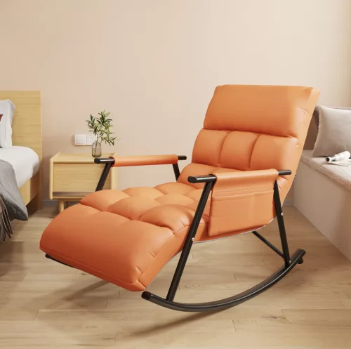 Relaxačná hojdacia stolička v oranžovej farbe