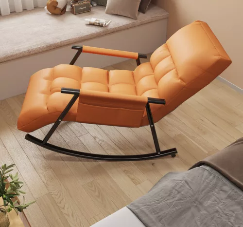 Relaxačná hojdacia stolička v oranžovej farbe