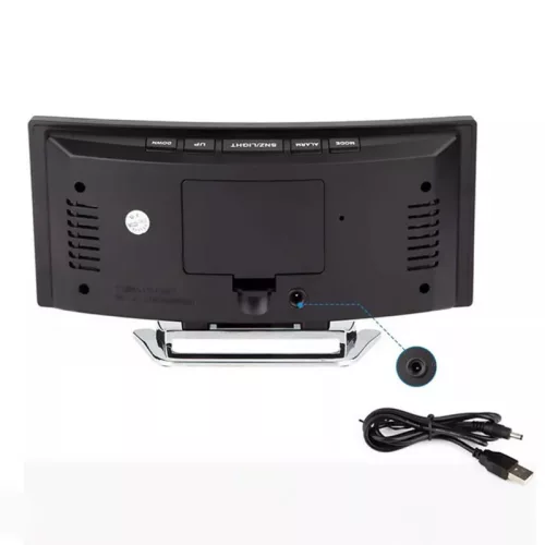 Digitálny budík s oblúkovým LCD displejom.