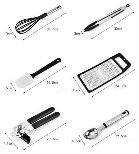 38 ks nerezových kuchynských nástrojov