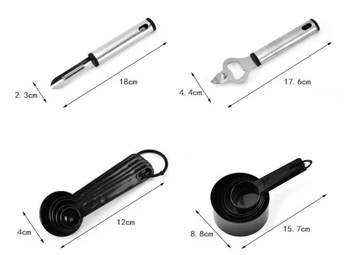 38 ks nerezových kuchynských nástrojov