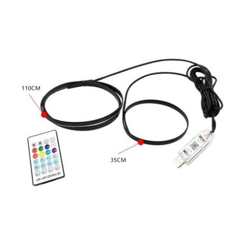 V buňce je text: Inteligentné LED osvetlenie do auta - 110 cm + 35 cm, aplikácia + diaľkové ovládanie.