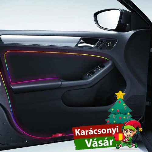 V buňce je text: Inteligentné LED osvetlenie do auta - 110 cm + 35 cm, aplikácia + diaľkové ovládanie.