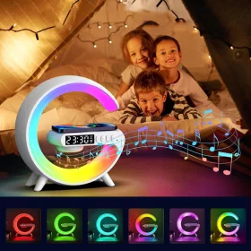   Multimediálny reproduktor s Bluetooth, bezdrôtová nabíjacia podložka, budík, RGB LED lampa