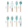 12-dielna sadza nepriľnavých silikónových kuchynských nástrojov, tyrkysová