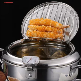   Fritéza na tempuru v japonskom štýle z nehrdzavejúcej ocele s teplomerom