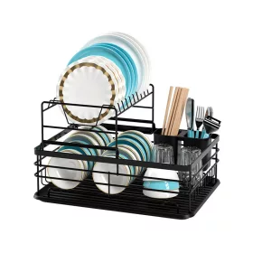   Dvojposchodový kuchynský držiak na nádoby so stojanom na odkvapkávanie.