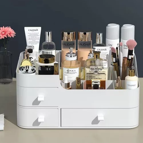 Kozmetický a kozmetický úložný box s zásuvkami – praktický organizér do kúpeľne a spálne.