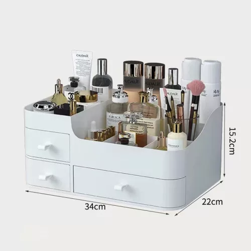 Kozmetický a kozmetický úložný box s zásuvkami – praktický organizér do kúpeľne a spálne.