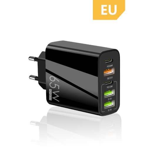 Sieťová nabíjačka, 5 portov, 65 W rýchle nabíjanie, 3 x USB, 2 x Type-C, univerzálne kompatibilné