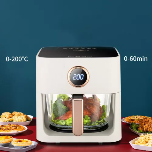 6 litrový sklenený košíkový fritovací hrniec, biely