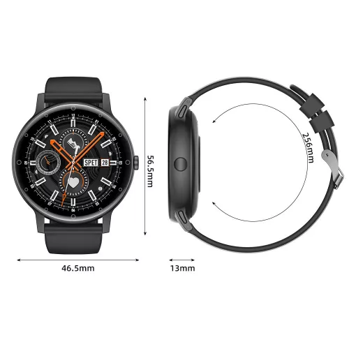 Inteligentné hodinky Ikarios S88 čierne so sledovaním spánku, meraním pulzu a hladiny kyslíka v krvi.