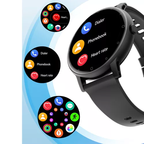 Inteligentné hodinky Ikarios S88 čierne so sledovaním spánku, meraním pulzu a hladiny kyslíka v krvi.