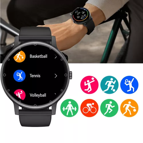 Inteligentné hodinky Ikarios S88 čierne so sledovaním spánku, meraním pulzu a hladiny kyslíka v krvi.