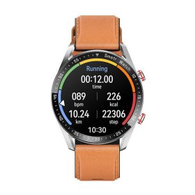 Inteligentné hodinky HW20 s hnedým koženým remienkom