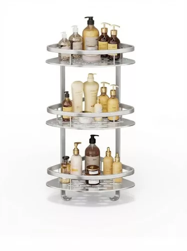 3 szintes Alumínium sarok fürdőszobai polc – fúrás nélkül