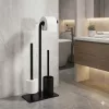 Álló WC papírtartó és WC kefe tartó – fekete, rozsdamentes acél