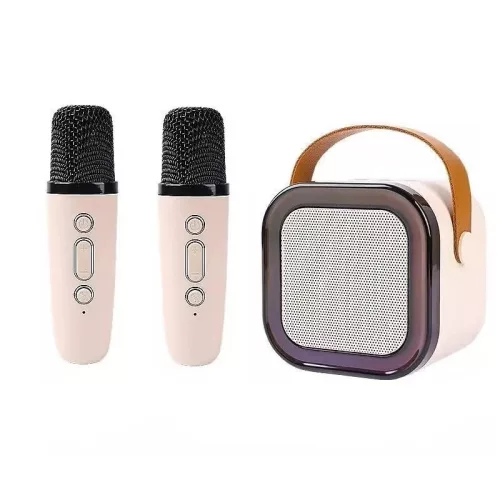Prenosný RGB Bluetooth karaoke reproduktor s 2 bezdrôtovými mikrofónmi - výhodná cena