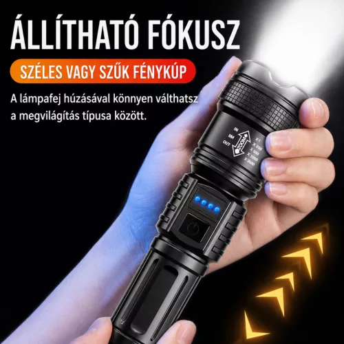D73 USB nabíjateľná LED baterka s funkciou priblíženia – vonkajšia baterka s vysokým svetelným výkonom
