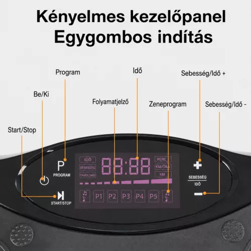 Inteligentná vibračná cvičebná podložka s diaľkovým ovládaním – s integrovaným reproduktorom – RSB-304, čierna