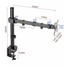   Univerzálne otočné rameno na monitor pre displeje s uhlopriečkou 10–32”