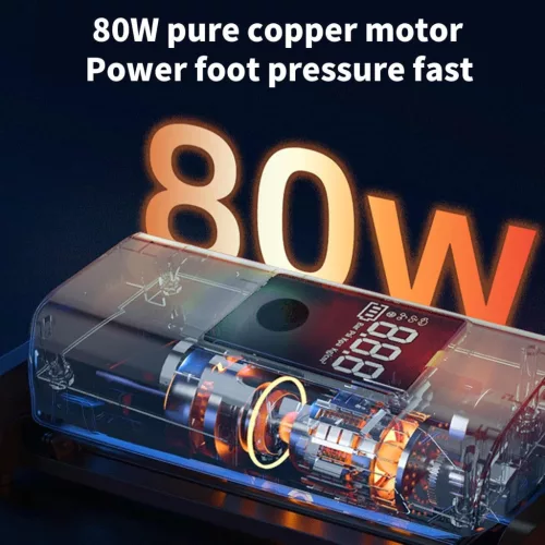 Akkumulátoros digitális mini kompresszor 80 W, USB-C töltéssel