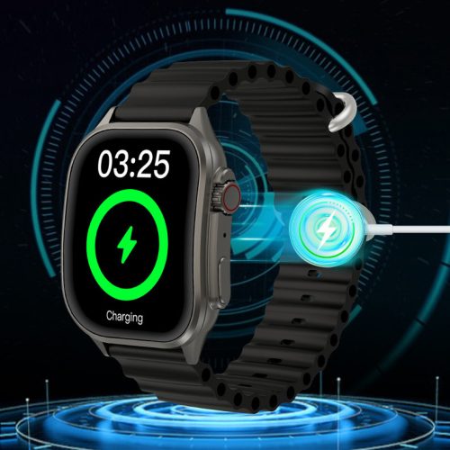 Laxasfit H7 Okosóra Bluetooth-hívás funkcióval, pulzusmérővel, lépésszámlálóval, alvásfigyelővel, ívelt kijelzővel, szabadtéri sportokhoz, fekete