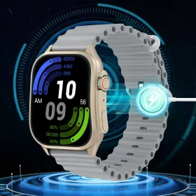   Laxasfit H7 Inteligentné hodinky s funkciou Bluetooth hovorov, meraním pulzu, počítadlom krokov, monitorovaním spánku, zakriveným displejom, určené pre športy v prírode, strieborné