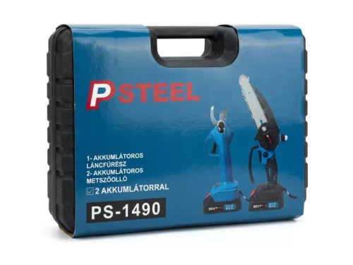 PSteel Akkumulátoros Ágvágó Láncfűrész és Metszőolló Szett két akkumulátorral – 96V