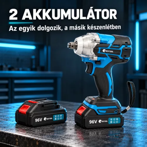 Súprava dvojakumulátorového vŕtačky-skrutkovača REXTOOL Basic – 96 V