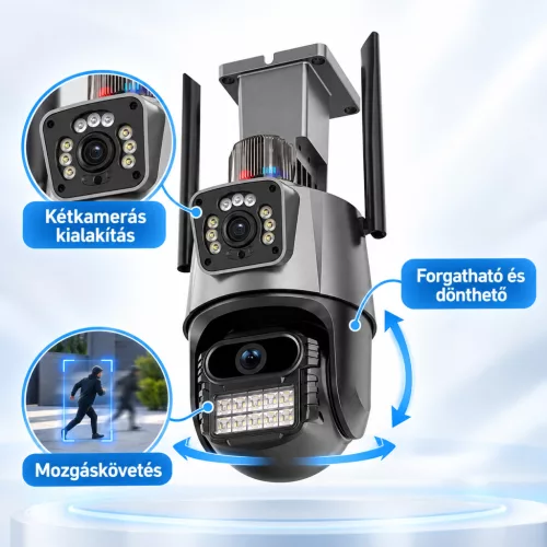 Titan 360° 8 MP 4K 4G SIM-kártyás kültéri PTZ biztonsági kamera – iCSee, IP66