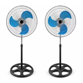   Sada 2 ks 18-palcových stojacích ventilátorov – s 3 kovovými lopatkami, 3 rýchlostnými stupňami, nastaviteľná výška v rozmedzí 100–128 cm