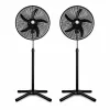 Sada 2 ks 18-palcových stojacích ventilátorov – s 5 lopatkami, 3 rýchlostnými stupňami, nastaviteľná výška 104–132 cm, čierna