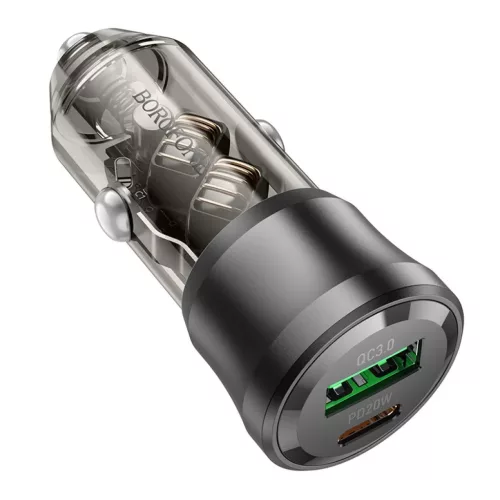 Borofone BZ25 Journey 38 W USB-A/USB-C nabíjačka do auta + 1 m kábel USB-C–USB-C, čierna