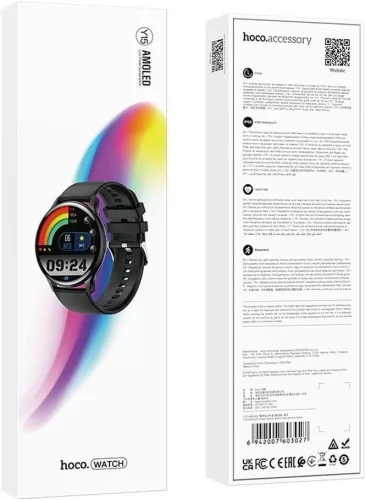 Inteligentné hodinky HOCO Y15 s displejom AMOLED a funkciou Bluetooth pre telefonovanie, čierne