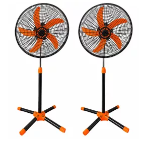   Sada 2 ks 18-palcových stojacích ventilátorov – s 5 lopatkami, 3 rýchlosťami, výškovo nastaviteľné v rozmedzí 104–132 cm, oranžová farba