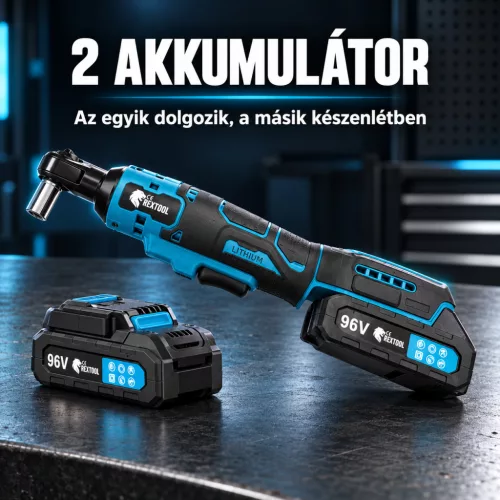 Sada akumulátorových skrutkovačov s ráčnovým mechanizmom REXTOOL, s 2 akumulátormi