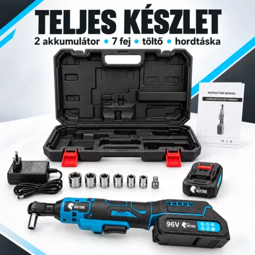 Sada akumulátorových skrutkovačov s ráčnovým mechanizmom REXTOOL, s 2 akumulátormi