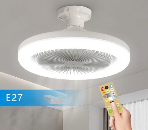 Jednoduchá LED lampa s ventilátorom, objímka E27, s diaľkovým ovládaním.
