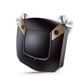   V bunke je text: KLJ 26A robotický vysávač s bočnou kefou, čierna